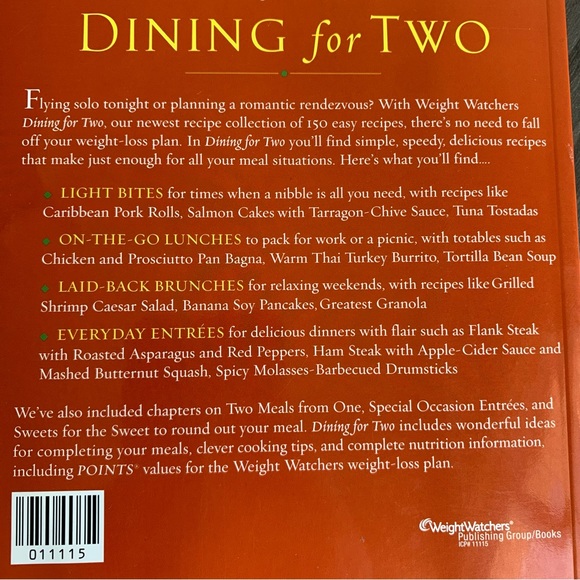 Weight Watchers Dinning for Two Cookbook - Picture 3 of 5